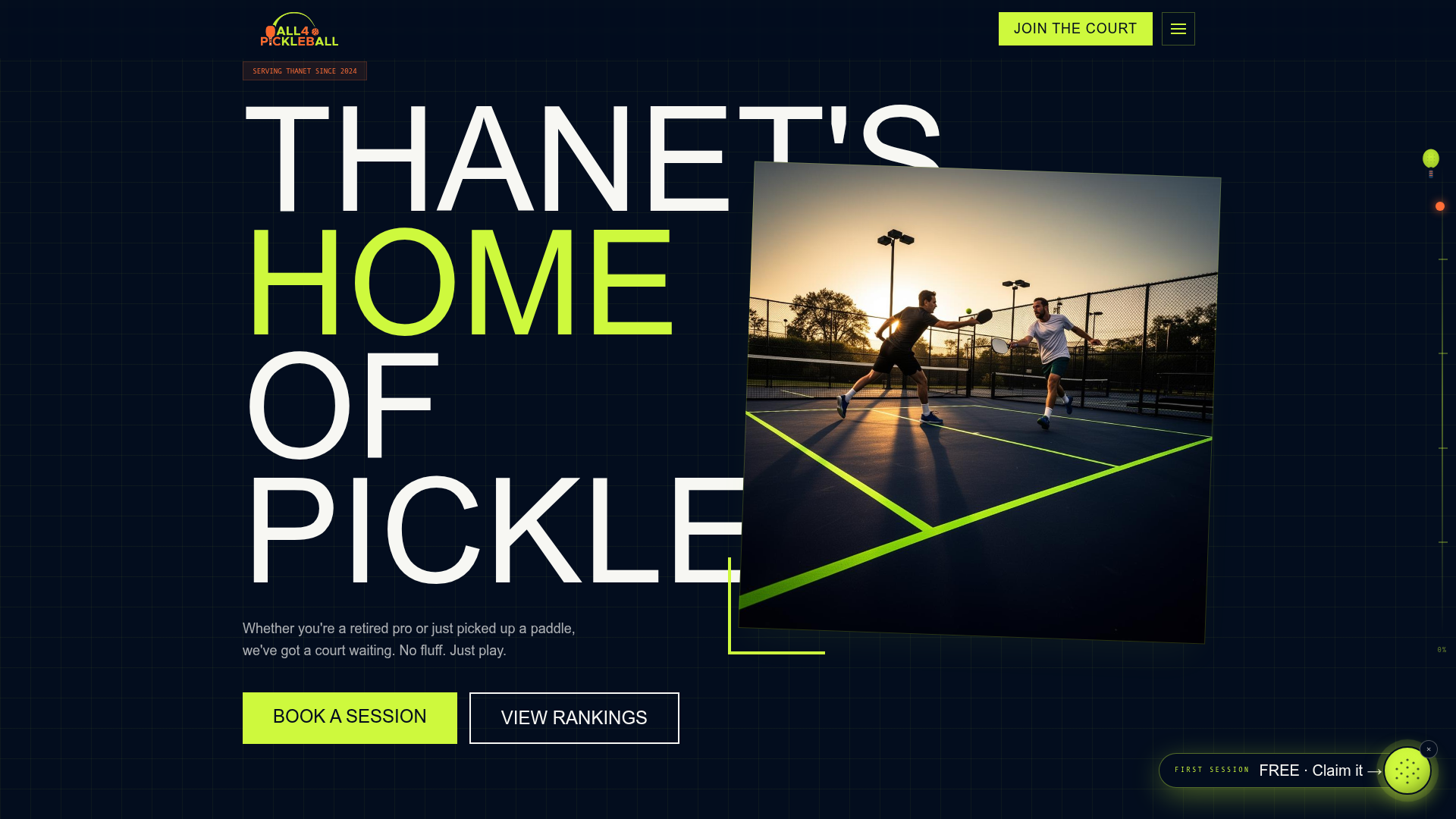 All 4 Pickleball club website — Thanet's home of pickleball — built on PLINKY PLONK white-label.