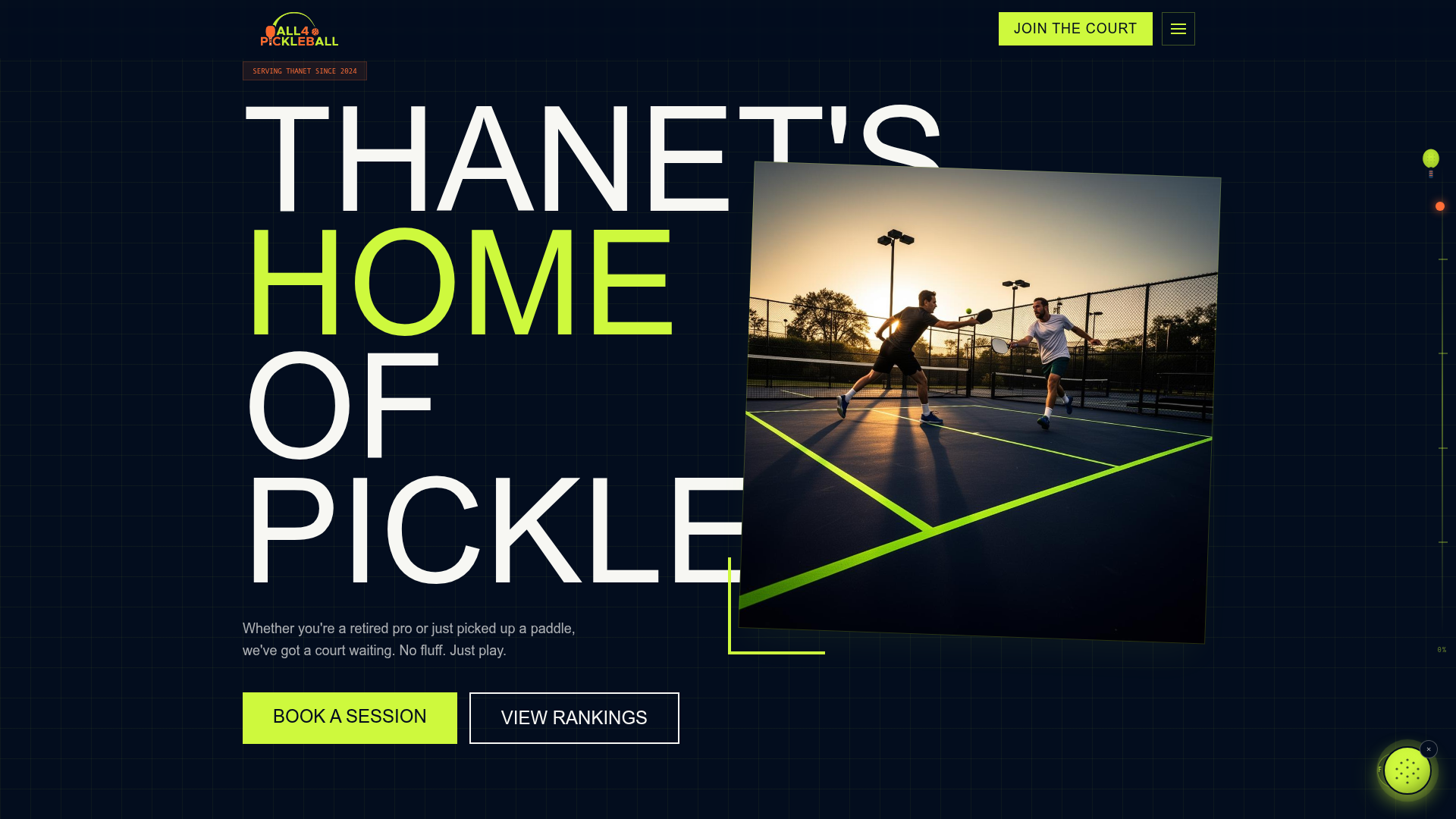 All 4 Pickleball club website — Thanet's home of pickleball — built on PLINKY PLONK white-label.